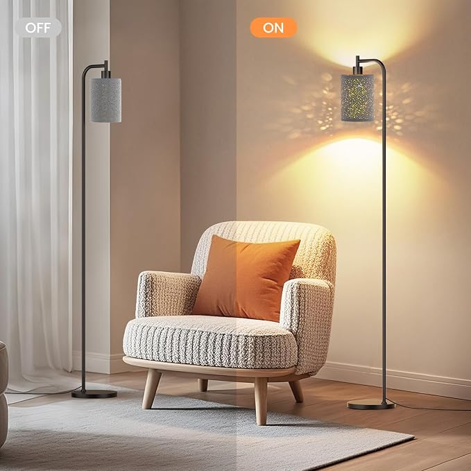 SIBRILLE Floor Lamp with Linen Shade, Dimmable Tall Standing Lamp with Remote Control & 3 Color Temperatures, Modern Floor Lamps for Living Room Bedroom Office Corner, 9W LED Bulb Included