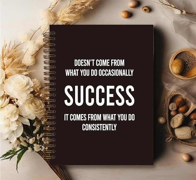 foedor Inspirational Quotes Black College Ruled Spiral Notebook,Inspirational Spiral Bound Notebook,5.5×8.3 Journal with 164 Lined Pages,College School Supplies