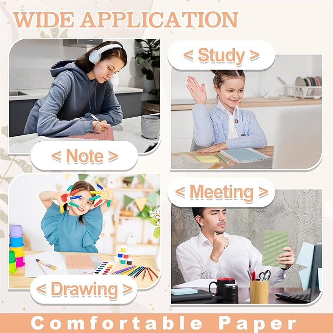 100 Sheets Half Letter Lined Paper 5.5 X 8.5 In Colored Notebook Paper College Ruled Loose Leaf Paper 3 Hole Punched Half Mini Binder Inserts Fit 3 Ring Binder for School Office