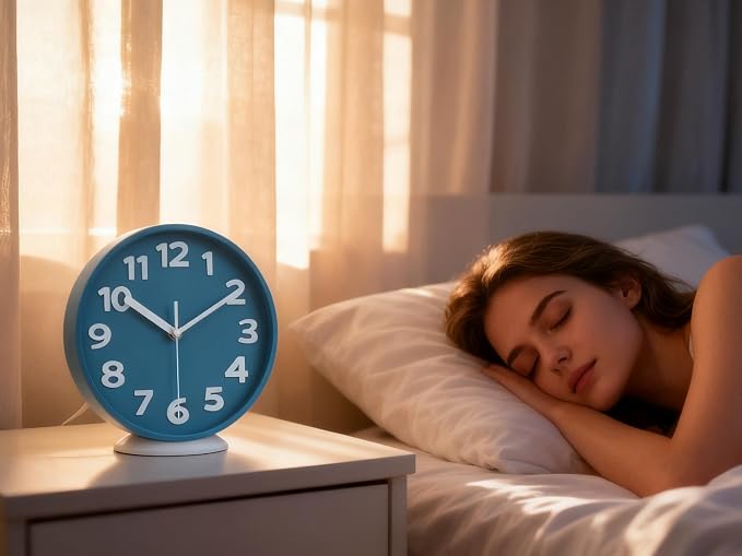 45MinST 8-Inch Blue Modern Wall Clock – Silent Non-Ticking, 3D Large Numbers, Accurate Timekeeping | Decorative Wall & Desk Clock with Stand for Living Room, Bedroom, Kitchen, or Office