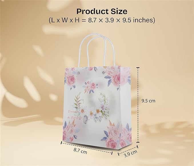 12 Pack Gift Bags with Cherry Blossom Design, Floral Plastic Totes for Wedding Favors, Party Goodies & Gifts