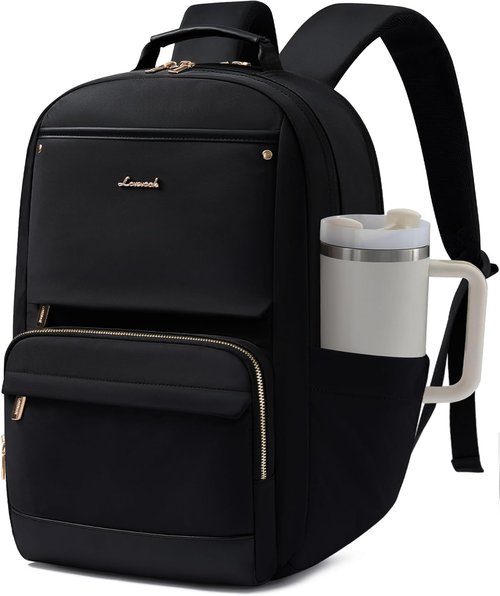 LOVEVOOK Laptop Backpack - Large Capacity, Waterproof Design, 15.6 Inch Work Purse for Teachers & Nurses | Black