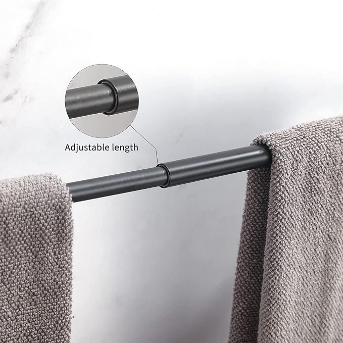 WINCASE Crystal Towel Bar, Black Adjustable Towel Rack, Single Hand Towel Holder Bathroom Shower Towel Rail Rod Modern Luxury Wall Mount Matte Black