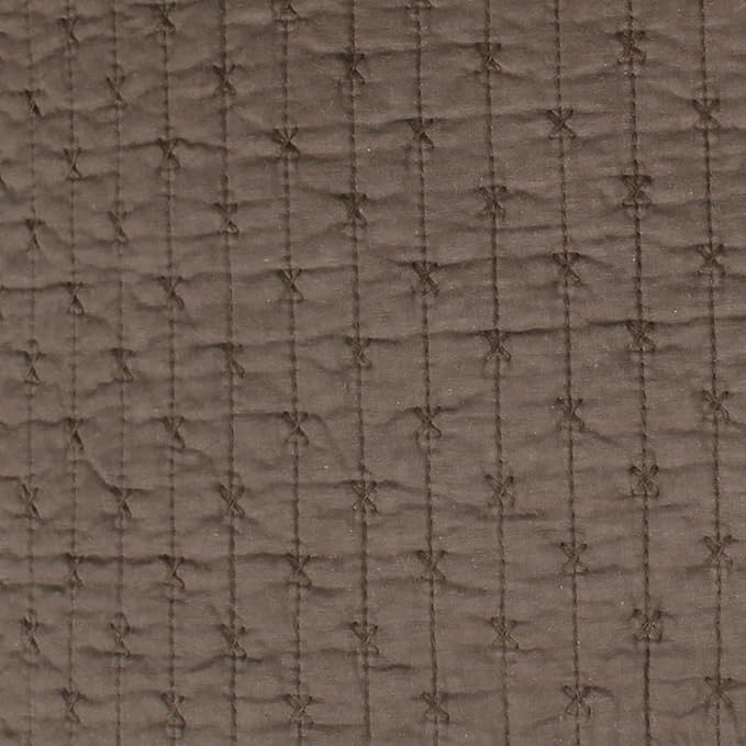 Levtex Home Cross Stitch Reversible Full Bedspread Set (100x104in) with 2 Pillow Shams (26x20in) - Stitch Texture - Cocoa - 100% Cotton Full Size Bedspread Set - Lightweight, Soft, Pre-Washed