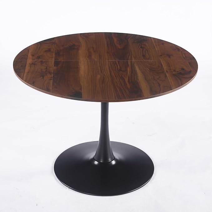 42" Tulip Table for 4-6 Persons Modern Round Dining Room Table, Mid-Century Modern Walnut Small Kitchen Table with MDF Wooden Top, Leisure Coffee Table for Living Room, Dining Room, Office