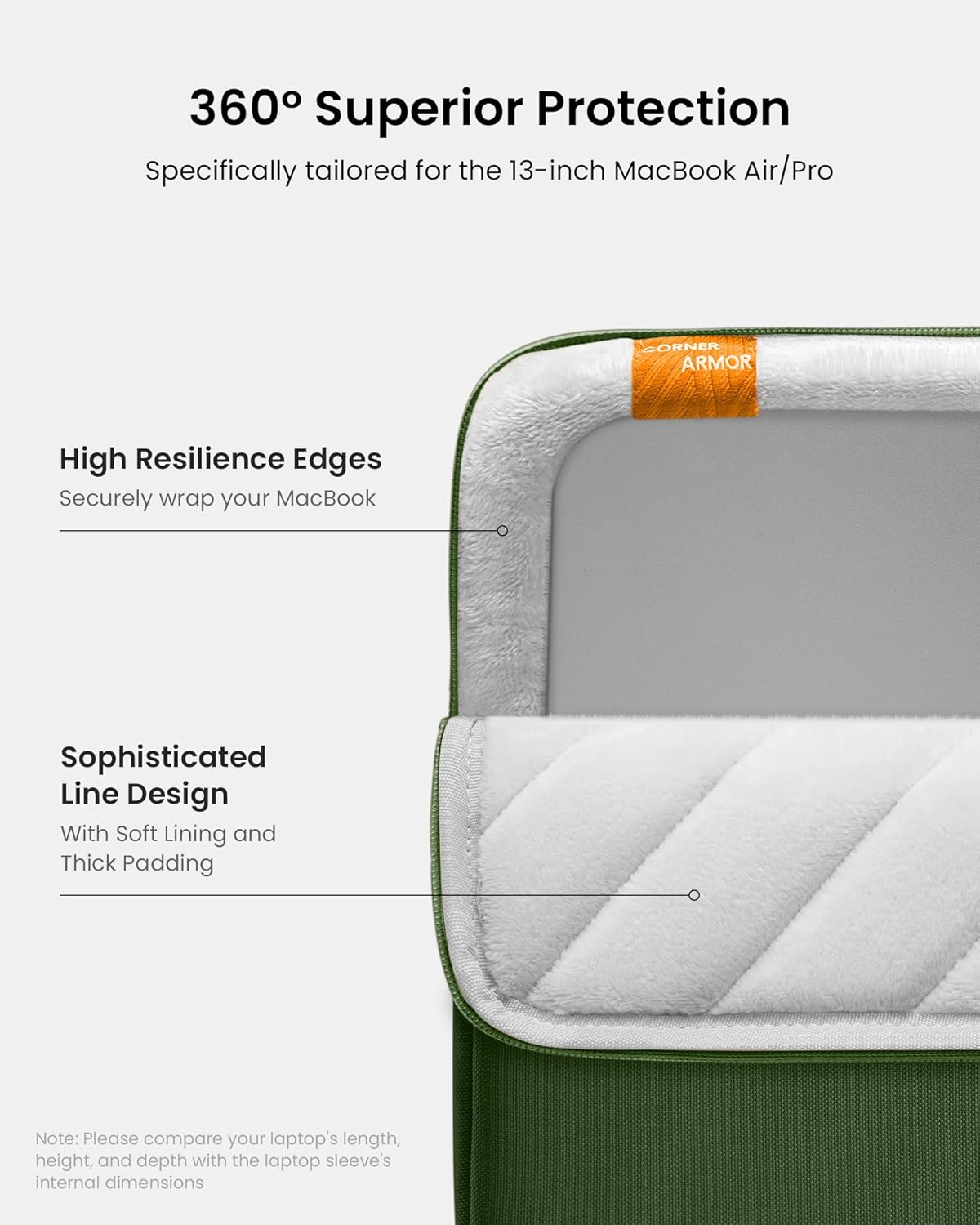 tomtoc 360° Protective Laptop Sleeve - Water-Resistant Case for 13-Inch MacBook Air & Pro