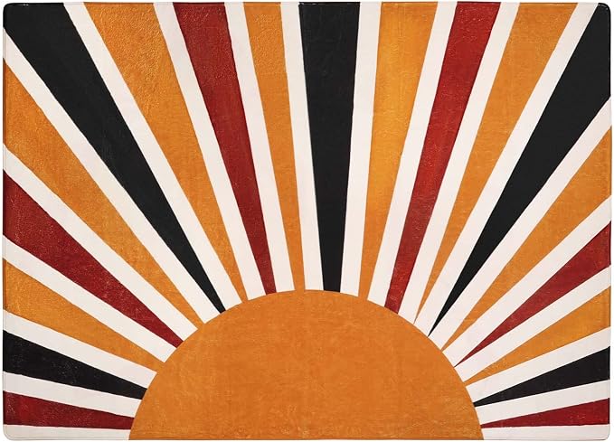 Lahome Boho Machine Washable Living Room Rugs-5x7 Area Rugs for Bedroom Large Non-Slip Throw Rugs Rainbow Sun Print Kids Nursery Rug Colorful Distressed Carpet for Entryway Kitchen Dining Room Office