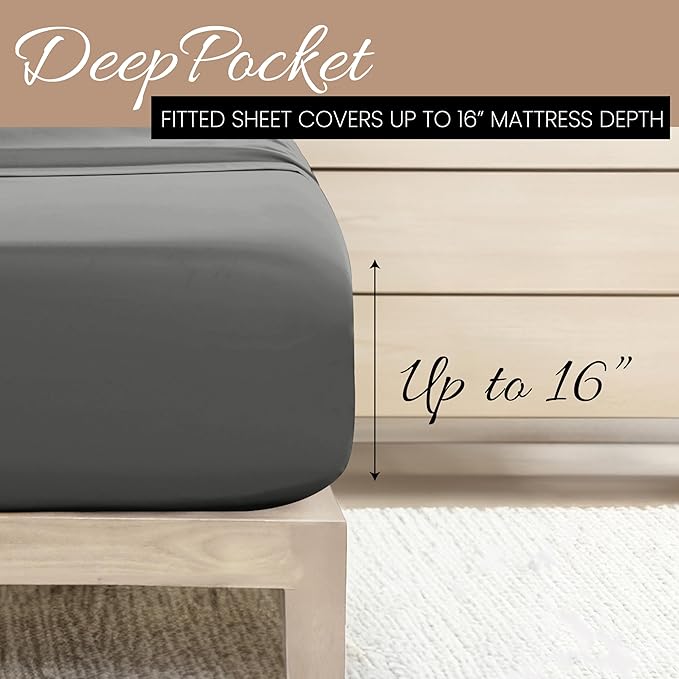 Linen Market Bed Sheets for Twin Size Bed (Gray) - Sleep Better Than Ever with These Soft and Cooling Twin Sheets - Deep Pocket Fits 16" Thick Beds - 3 Piece Twin Sheet Set