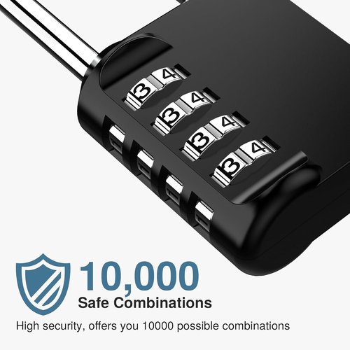 Puroma 4-Digit Waterproof Combination Padlock - 2 Pack of 2.6 Inch Long Shackles | Ideal for Lockers, Gates, and Toolboxes (Black)