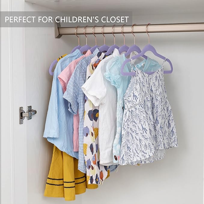 MIZGI Kids Velvet Hangers,Non-Slip Big Kids Hangers,14 Inch Hangers for Youth,Teen Clothes,Pack of 50