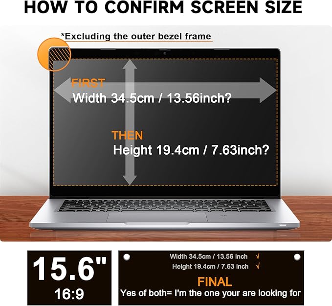 [2 Pack] 15.6 Inch Laptop Privacy Screen for HP/ Dell/ Acer/ Samsung/Asus/ Lenovo/Toshiba, Removable 16:9 Aspect Privacy Filter Screen Protector for 15.6 Inch Laptop, Anti Glare Blue Light Laptop