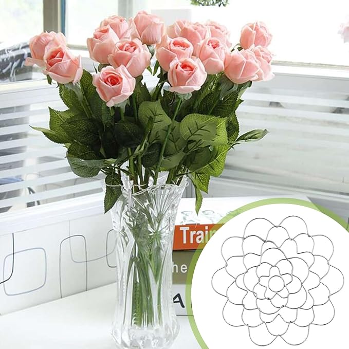 Flower Arrangement Holder Set 3Pcs - Stainless Steel Floral Grid Organizer - Wire Frog Insert for Vases Bouquets DIY Home Decor (Silver)