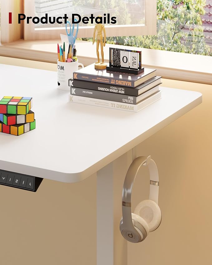SANODESK Electric Standing Desk 71 x 32 Inches Height Adjustable Stand Up w/6-Button Controller Ergonomic Computer Desk with Splice Board for Home Office, White Frame + White Tabletop