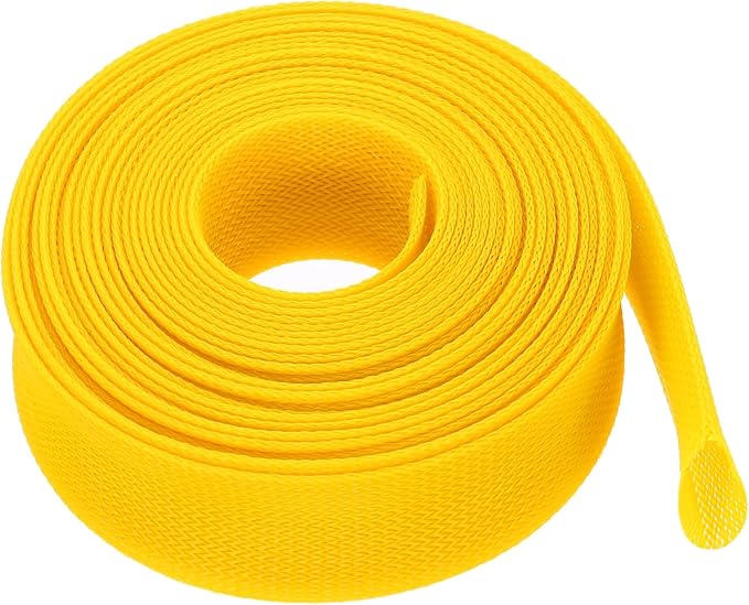 uxcell Expandable Sleeving, 1 1/2-inch 25ft Cable Sleeve, Yellow