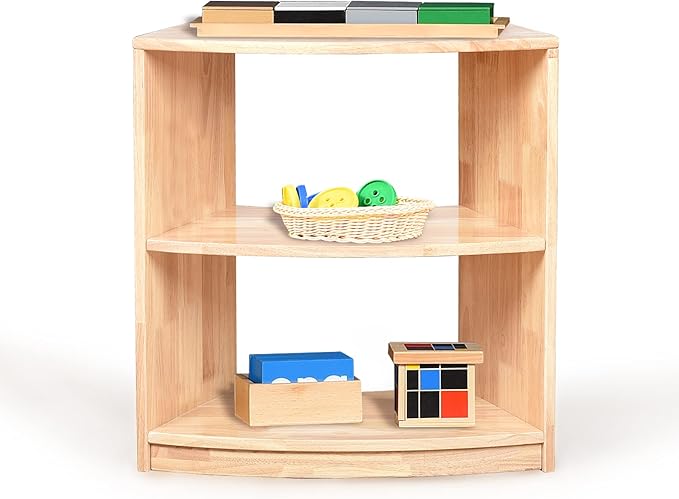 Curved Storage Bookcase Montessori Shelf-Toy,Books,Arts Storage for Kids Classroom&Home Toddler Cabinet Furniture for Playroom/Daycare/Preschool/Nursery(3-Tier Curved Cabinet)