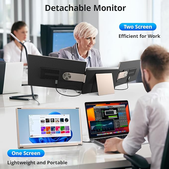 Enzion Laptop Screen Extender,Upgraded 15.6" Portable Monitor,FHD 1080P Triple Laptop Screen Extender,Detachable Dual Monitor for 13”-17” Laptops,Plug & Play,Compatible with Mac/Wins/Chrome/Dex