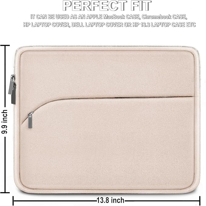Laptop Case 13.3 inch, Portable Monitor Protective Laptop Sleeve with Front Pocket Computer Bag Compatible with MacBook Air Pro 13.3 inch 14 inch, Dell, HP, Light Pink