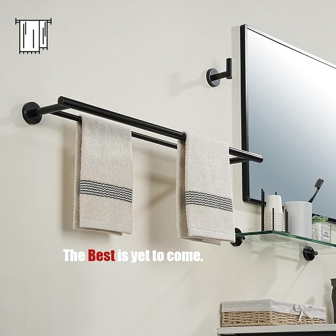 JQK Double Towel Bar, Oil Rubbed Bronze 27 Inch 304 Stainless Steel Thicken 0.8mm Bath Towel Rack for Bathroom, Towel Holder Wall Mount ORB, Useable Length 24 Inch, TB100L24-ORB