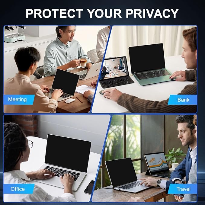 GUDTEKE 2Pack Magnetic 14 Inch Laptop Privacy Screen 16:9 Aspect Ratio, Removable Anti-Blue/Glare Protector Film, Anti Spy Desktop Security Private Filter 14in