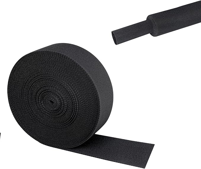 2 in 1 Heat Shrink Braided Sleeving Fabric Tubing-Ideal fit Irregular Shape Hose/Cable/Wire (1"(25mm), 32FT)