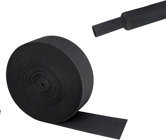 2 in 1 Heat Shrink Braided Sleeving Fabric Tubing-Ideal fit Irregular Shape Hose/Cable/Wire (1"(25mm), 32FT)