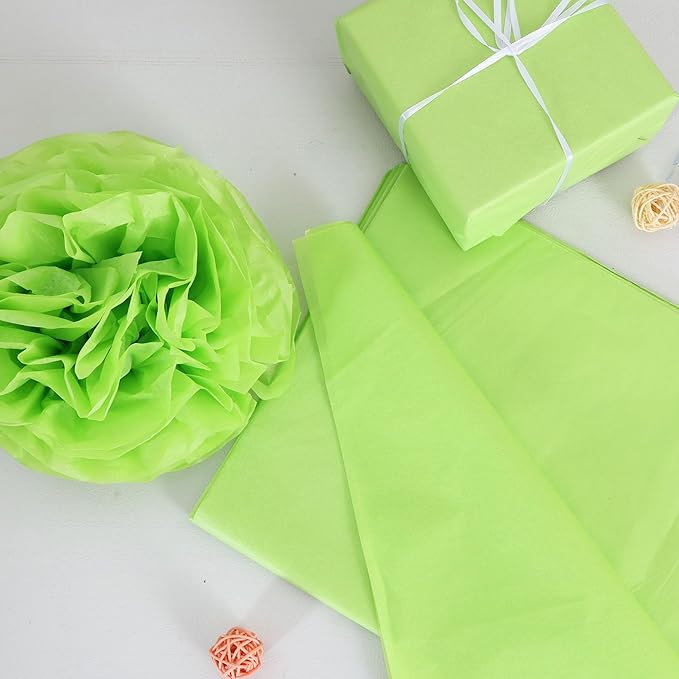 BEISHIDA 100 Sheets Lime Green Tissue Paper Bulk, Wrapping Tissue Paper for Gift Bags, 14 x 20 Inch Gift Wrap for Halloween Birthday Wedding Graduation DIY Crafts Holiday Flowers