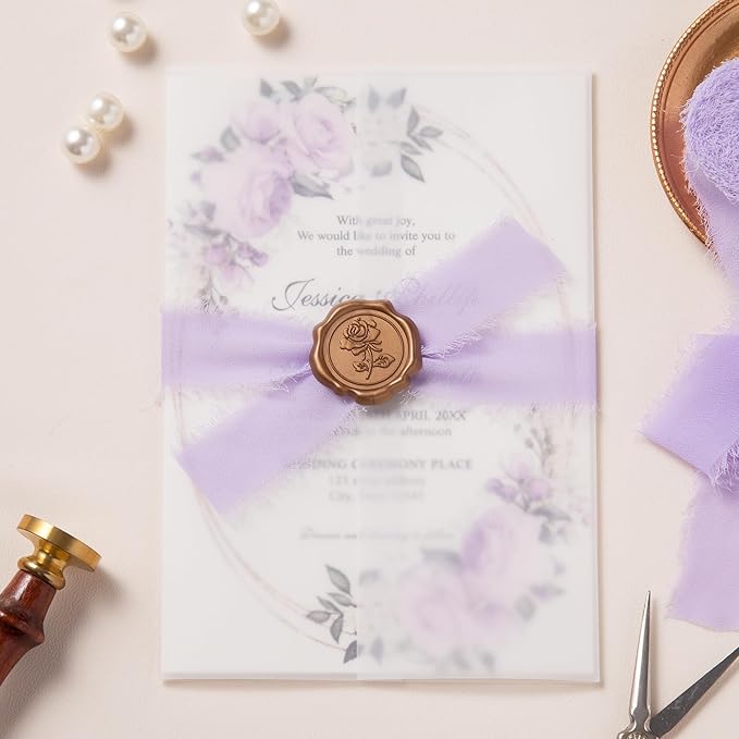DORIS HOME Light Purple Chiffon Ribbon for Flower Bouquet, 1" x21Yd Fabric Ribbon for Gift Wrapping, Handmade Frayed Ribbon for Wedding Invitations/Christmas Decorations