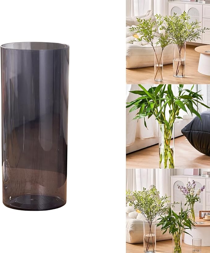 Clear Acrylic Flower Vase, Modern Unbreakable Decorative Cylinder Vase for Wedding Bouquets, Centerpieces, and Home Decor - 12cm Diameter, 30cm Height