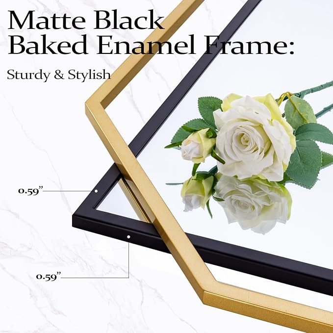 60"x30.5" Black and Gold Large Mirror for Bedroom Wall, Extra Bathroom Rectangular Mirror with Decorative Metal Octagonal Frame, for Entryway,Living Room, Dining Room