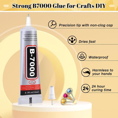 B7000 Glue - Clear Super Adhesive with Rhinestone Applicator Kit | Precision Tip for Jewelry & Crafts (4 PCS, 15 ML)
