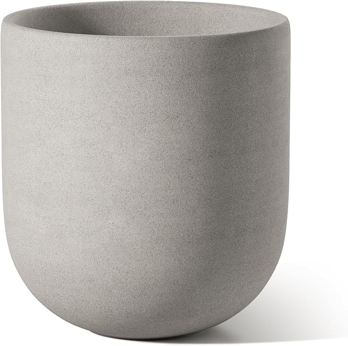 LE TAUCI 6 Inch Plant Pot, Ceramic Planter for Herbs & Small Houseplants, Tabletop Indoor Pot for Shelf, Desk and Windowsill, Small Planter with Drainage Hole & Rubber Plug, Neutral Gray