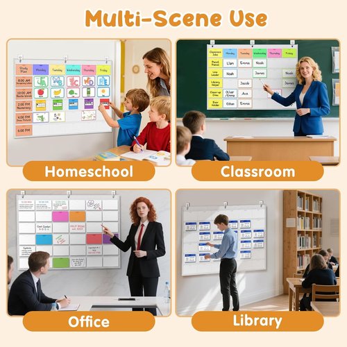 Pocket Chart for Classroom | Ideal for Studying, Workflow Tracking, Presentations & Organization
