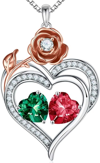 Iefil Christmas Gifts for Wife - 925 Sterling Silver Birthstone Necklace, Stocking Stuffers for Women Wife Girlfriend Mom