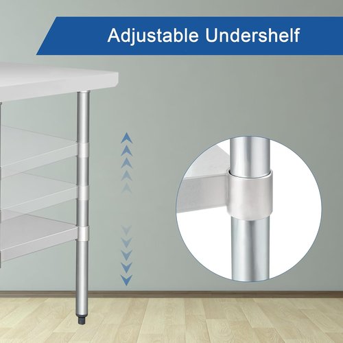 HARDURA Stainless Steel Prep Table - Commercial Kitchen Workbench with Backsplash | 24x48 Inches NSF Certified