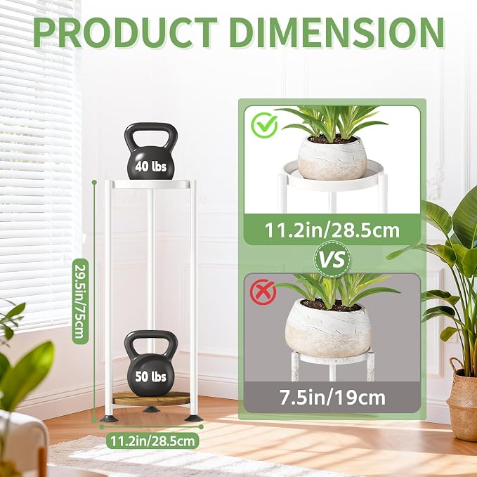 KMOTASUO 2 Tier White Plant Stand Indoor for Large Tall Heavy Duty Planter, Multiple Sturdy Metal Flower Corner Rack for Narrow House Floor, Iron Vertical Level Round Orchi Holder Organizer, Modern