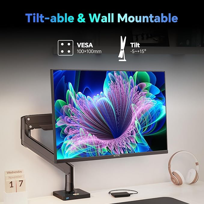 KTC 24.5 Inch FHD 100Hz IPS Computer Monitor, 1080P Eye Care PC Gaming Monitor, Adaptive-Sync, Low Blue Light, HDR, VESA Mount with HDMI VGA for Home Office, H25B7