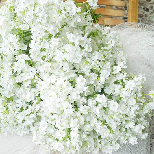 Bringsine Baby Breath Gypsophila White Fake Artificial Flowers for DIY Wedding Bouquets Bridal Shower Centerpieces Arrangements Party Tables Decorations 60 Pieces/Pack