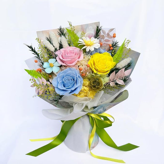 Preserved Bouquet: Fresh Flowers Bouquet-Cute Sweet Gifts for Women Wife Girlfriend Mom-Flowers for Delivery Prime on Christmas Valentines Day Anniversary Mothers Day Birthday (dopamine2)
