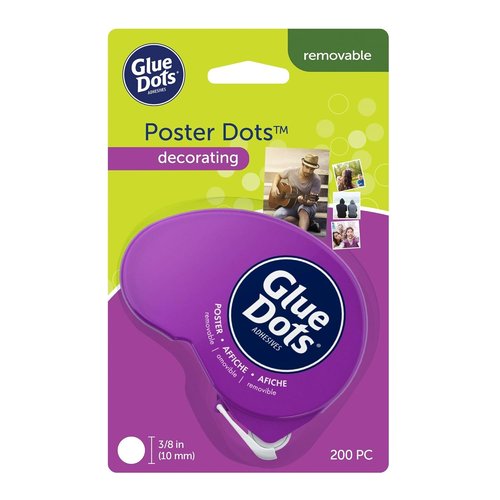 Glue Dots .375" Poster Dot Dispenser - 200 Clear Adhesive Dots for Easy Mounting