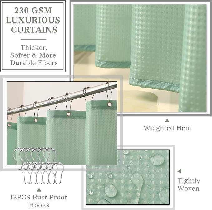 Sage Green Bathroom Accessories Set, 25 Pcs Bathroom Decor Set with Shower Curtain, Rugs, Trash Can, Soap Dispenser, Toothbrush Holder, Tumbler, Soap Dish, Storage Jars and Hooks for Guest Bath