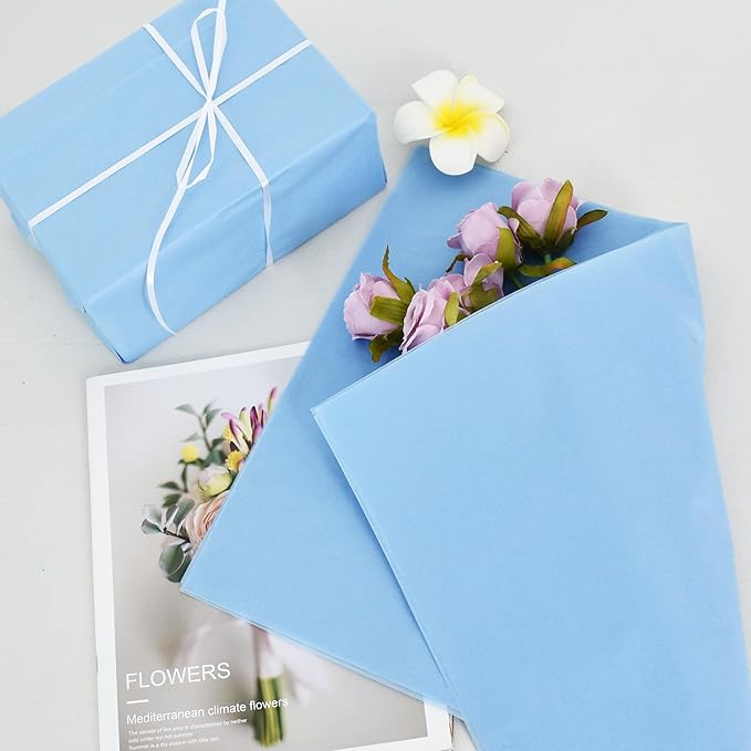 BEISHIDA 100 Sheets Grey Blue Tissue Paper Bulk, Wrapping Tissue Paper for Gift Bags, 14 x 20 Inch Gift Wrap for Birthday Wedding Graduation DIY Crafts Holiday Flowers