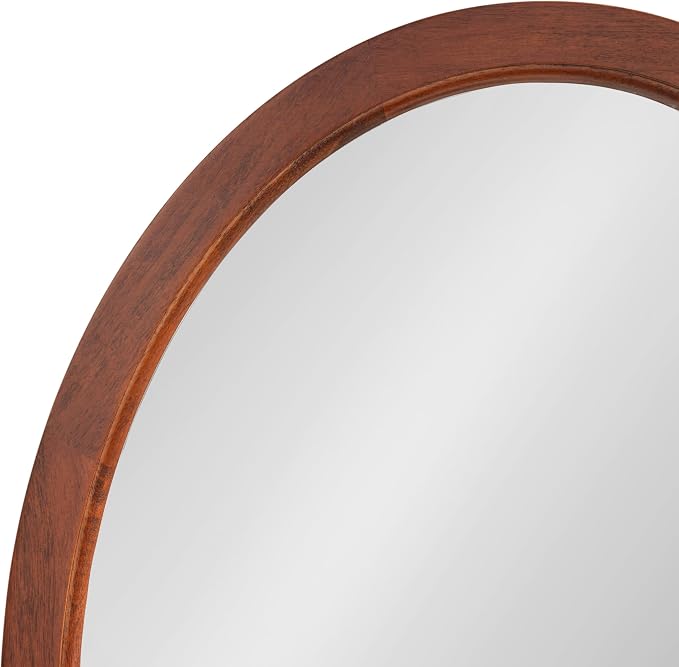 Kate and Laurel Hogan Mid-Century Oval Framed Wall Mirror; 18 x 24; Dark Walnut; Decorative Modern Wood Mirror with Soft Curvature and Oval Shape