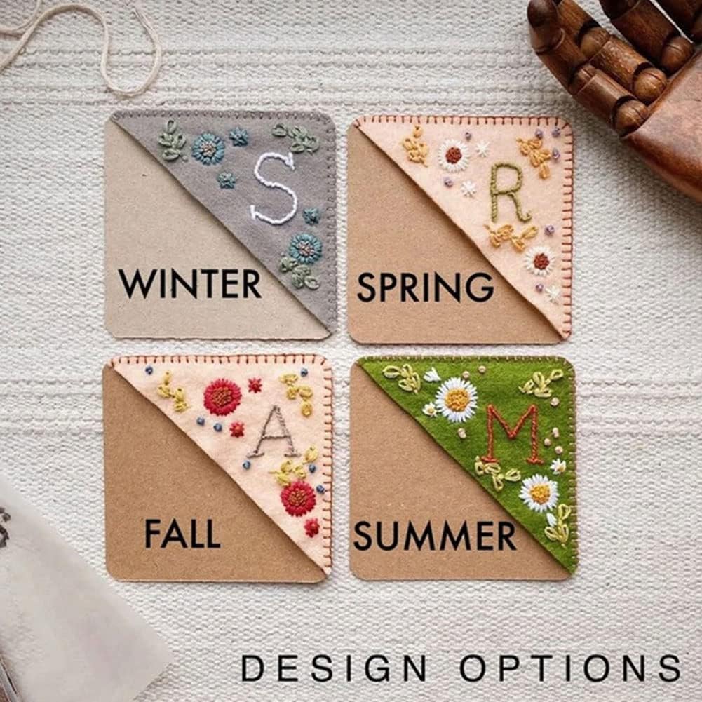 Skiennix Personalized Hand Embroidered Corner Bookmark - Cute Flower Design | Ideal Gift for Book Lovers