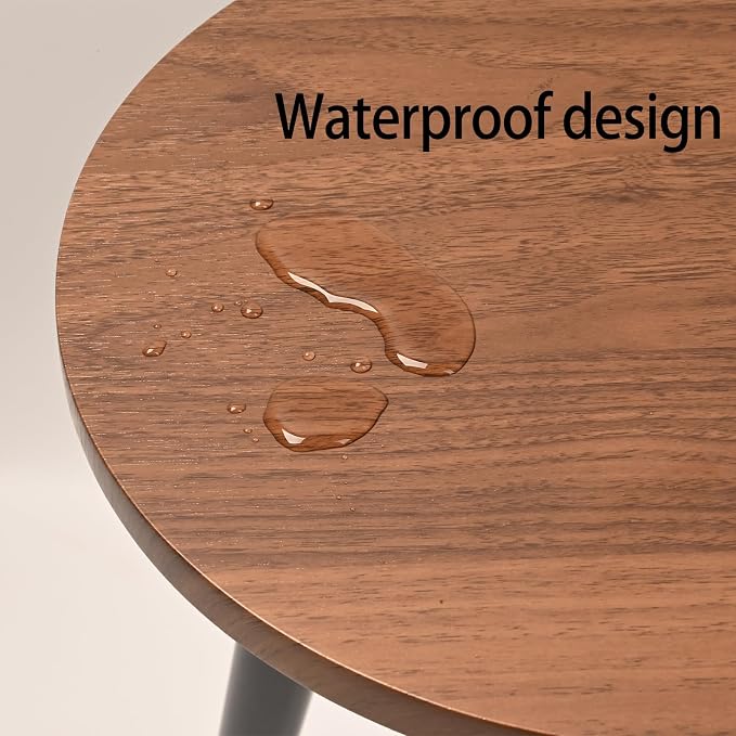 KGPLOME Indoor Plant Stand,Wood Mid Century Plant Table in Walnut Finish,Tall Plant Stand for Flower Pot,Modern Round Small Side End Table with Raised Design (Walnut (no Raised), 12"x10.8" 3 Pack)