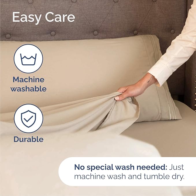 Cal King Size 4 Piece Sheet Set - Comfy Breathable & Cooling Bed Sheets Set - Hotel Luxury Bedding for Women, Men, Kids, Teens, Boys & Girls - Deep Pockets, Ultra-Soft, Wrinkle Free - Oeko-Tex - Cream