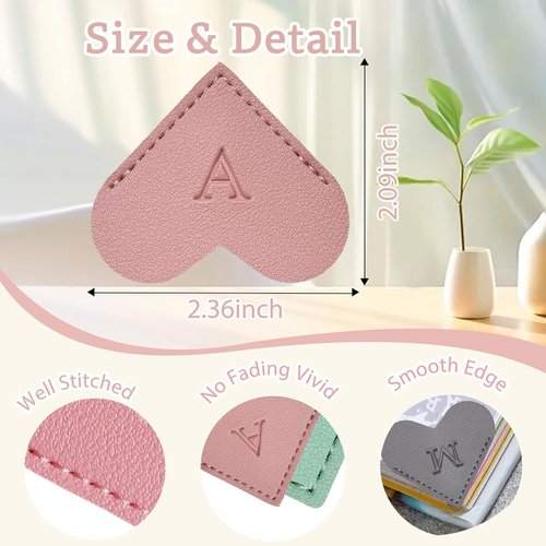 MOTEERLLU Personalized Leather Heart Bookmark - Custom Initials for Book Lovers | Handmade Pink Design