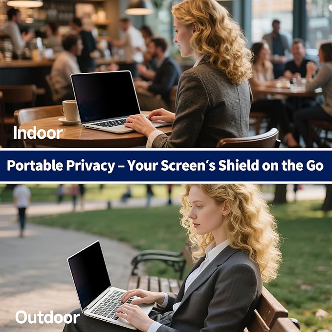 Magnetic Laptop Privacy Screen 16 Inch 16:10, Removable Matte Anti Glare Blue Light Filter - Computer Privacy Shield for 16" with 1920x1200 Resolution Laptop