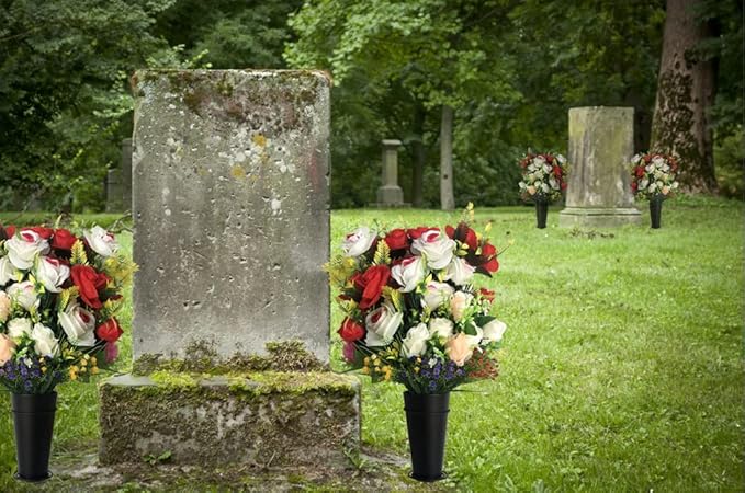 Metal Grave Vase Flower Holder in Base Graveyard Vase Grave Decoration Flower Foam