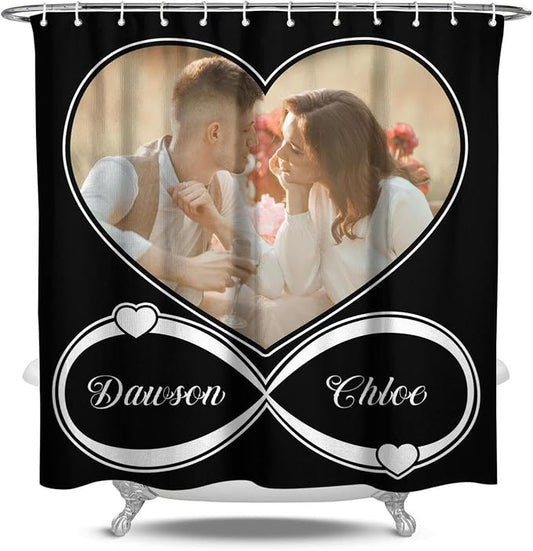 Personalized Shower Curtain Set Custom Photo Shower Curtains Modern Minimalist Home Bathroom Curtain Decor with 12 Hooks 84 Inch Wide * 72 Inch High