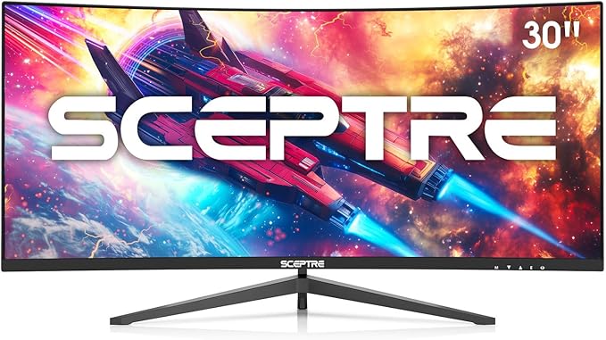 New! Sceptre Curved 30-inch Gaming Monitor 200+Hz FreeSync Build-in Speakers 2560 x 1080p HDMI x2 DP x2 Machine Black 2026 (C305B-200UN Series)